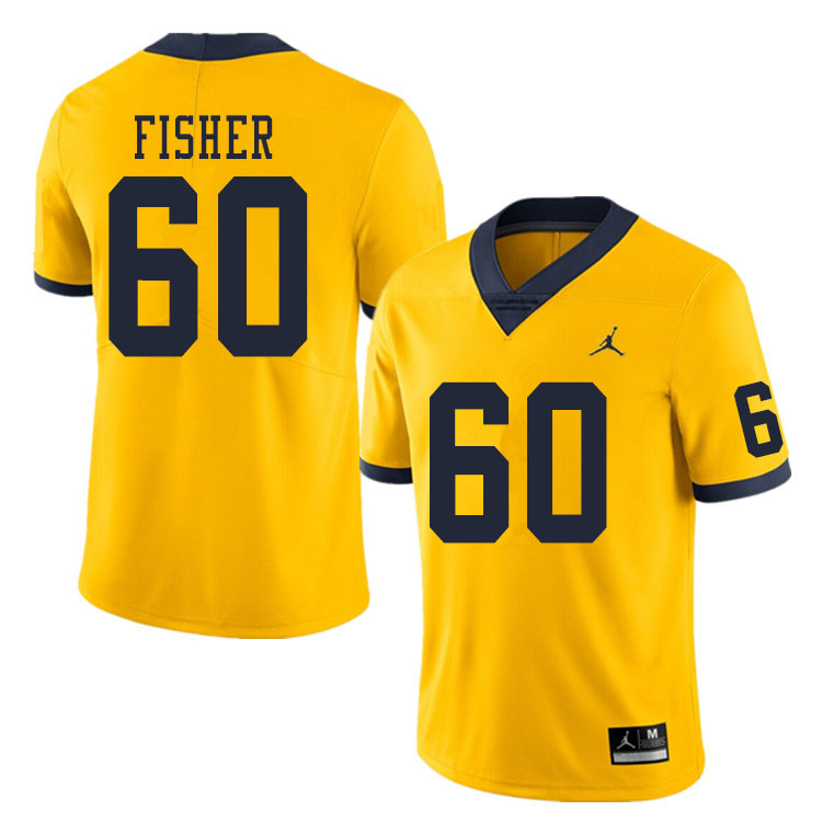 Men #60 Luke Fisher Michigan Wolverines College Football Jerseys Sale-Yellow